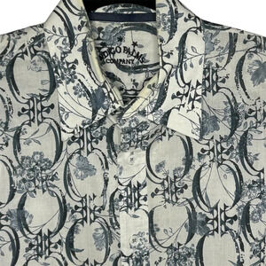 Indigo Palms Blue Patterned Long Sleeve Shirt Size Medium